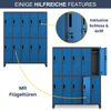 Umkleideschrank Spind BARTEK - 10 Abteile, Etikettenhalter Lüftungsschlitze | Umkleidespind Schließfachschrank Garderobenspind, 172x136x45cm Anthrazit-Blau Bild 5