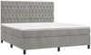 vidaXL Boxspringbett mit Matratze & LED Hellgrau 180x200 cm Samt 3136317 Bild 3
