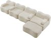 Ecksofa 4-Sitzer Beige aus Samt, modulares Wellen-Design mit Ottoman und 32D Kaltschaum,70x384x167 cm Bild 5