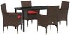 vidaXL Tisch- und Stuhlset mit Kissen 5 pcs Braun PE-Rattan 3379823 Bild 2