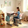 BBG Kinderschreibtisch Höhenverstellbares Kinder Schreibtisch Set mit Stuhl (Ergonomischer Lerntisch 60x40 cm, 4-Stufen Höhenverstellung, Ein Tisch, ein Stuhl), Anti-Rutsch Füße, Schulmöbel für Kinder ab 3 Jahren Bild 4