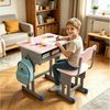 BBG Kinderschreibtisch Höhenverstellbares Kinder Schreibtisch Set mit Stuhl (Ergonomischer Lerntisch 60x40 cm, 4-Stufen Höhenverstellung, Ein Tisch, ein Stuhl), Anti-Rutsch Füße, Schulmöbel für Kinder ab 3 Jahren Bild 3