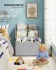 Songmics Bücherregal für Kinder, mit 3 Regalebenen und Aufbewahrungsbox auf Rollen, MDF Taubengrau 29,5 x 62,5 x 70 cm Bild 2