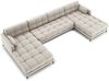 Micadoni Panorama-Sofa Mamaia 6-Sitzer Strukturierter Stoff Neve Beige schwarze Beine Bild 2