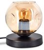 hofstein Tischleuchte Tischlampe aus Metall/Glas in Schwarz/Bernstein, ohne Leuchtmittel, mit Glasschrim(15cm), Schalter am Kabel, 1 x E27, ohne Leuchtmittel Bild 4