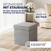 CASARIA® Faltbarer Sitzhocker mit Stauraum Leinenoptik Grau Bild 2