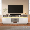 TV-Schrank mit gehärtetem Glas & 10 Fächern, 160 x 35 x 60 cm, Weiß Bild 3