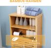 Badezimmerschrank aus Bambus mit Lamellentüren & offenen Fächern, 50 x 29 x 92 cm, Natur Bild 5