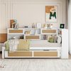 MODFU Stauraumbett Daybett Kinderbett Tagesbett Schlafsofa (mit Ausziehbett, Stauraum & USB-Ladeanschlüssen – Weiß, für Kinderzimmer & Gästezimmer, ideal für kleine Räume & Familien, 90x200cm(90x190cm), ohne Matratze Bild 2