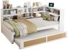 MODFU Stauraumbett Daybett Kinderbett Tagesbett Schlafsofa (mit Ausziehbett, Stauraum & USB-Ladeanschlüssen – Weiß, für Kinderzimmer & Gästezimmer, ideal für kleine Räume & Familien, 90x200cm(90x190cm), ohne Matratze Bild 5
