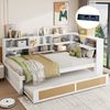 MODFU Stauraumbett Daybett Kinderbett Tagesbett Schlafsofa (mit Ausziehbett, Stauraum & USB-Ladeanschlüssen – Weiß, für Kinderzimmer & Gästezimmer, ideal für kleine Räume & Familien, 90x200cm(90x190cm), ohne Matratze Bild 3