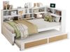 MODFU Stauraumbett Daybett Kinderbett Tagesbett Schlafsofa (mit Ausziehbett, Stauraum & USB-Ladeanschlüssen – Weiß, für Kinderzimmer & Gästezimmer, ideal für kleine Räume & Familien, 90x200cm(90x190cm), ohne Matratze Bild 4