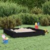 vidaXL Sandkasten, Massives Kiefernholz schwarz, 111 x 111 x 20 cm, Quadratisch Bild 2