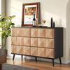 Sideboard 120x40x85 cm mit 6 Schubladen, Schwarz Holz, Stauraum für Wohnzimmer Schlafzimmer Flur Bild 2