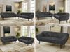 Wohnzimmerset Möbelset PIRS 3-3, Armlehnen, Wellenfederung, schwarze Füße, Dreisitzer Sofa, Polstermöbel Set - Hellgrau Velvet Bild 2