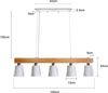 ZMH Pendelleuchte, 5-flammig, E27, weiß, moderne Pendelleuchte aus Metall und Holz, Esszimmerlampe, Durchmesser 102 cm, für Küche, Wohnzimmer, Flur, Hotel Bild 5