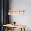 ZMH Pendelleuchte, 5-flammig, E27, weiß, moderne Pendelleuchte aus Metall und Holz, Esszimmerlampe, Durchmesser 102 cm, für Küche, Wohnzimmer, Flur, Hotel Bild 2