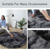LuxusKollektion Hochflor-Teppich Teppich Rund AntiRutsch Schlafzimmer Wohnzimmer Schwarz Grau 160cm Bild 3
