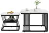 BlingBin Couchtisch Moderne Beistelltische, Satztisch, Wohnzimmertisch, Kaffeetisch (2er Set, 2-St, 65x65x45 cm & 45x45x39,5 cm, Gewichtskapazität: 30KG), Sofatisch, MDF in Marmoroptik, Stahlrohr Weiß Hochglänzend Schwarz Bild 4