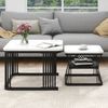 BlingBin Couchtisch Moderne Beistelltische, Satztisch, Wohnzimmertisch, Kaffeetisch (2er Set, 2-St, 65x65x45 cm & 45x45x39,5 cm, Gewichtskapazität: 30KG), Sofatisch, MDF in Marmoroptik, Stahlrohr Weiß Hochglänzend Schwarz Bild 2