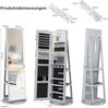 360° Drehbarer Schmuckschrank mit Dreifarbigen LED-Leuchten Freistehender Spiegelschrank Grau Bild 2