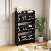 Schuhschrank 70x24x120 cm schwarz 2 Klapptüren 6 Fächer Ablagefläche Bild 5