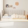 Polsterbett Schlafsofa 90*200 Multifunktionsbettmit LED Lichtleiste, USB Steckdose und Lattenrost, Leinenstoff, Beige Bild 2