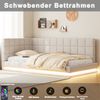 Polsterbett Schlafsofa 90*200 Multifunktionsbettmit LED Lichtleiste, USB Steckdose und Lattenrost, Leinenstoff, Beige Bild 4