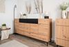 Finori Nola 51A Sideboard, Dekor Artisan Oak / schwarz | Sideboard für Wohnzimmer | Maß: B x H x T ca. 180 x 90 x 42 cm | Sideboard mit 2 großen Türen, 3 kleinen Türen und 2 Schubkästen Bild 3