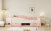 Novelux Kinderbett 90x190 Rosa Polsterbett Sofabett mit 2 Schubladen und Rausfallschutz – Samtstoff Rosa Cremeweiß, stabiles Multifunktionsbett ohne Matratze. Bild 4