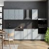 Küchenzeile Fame-Line Hellblau-grau/Anthrazit 300 cm mit Hochschrank, ohne Arbeitsplatte Vicco Bild 4