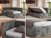 Jugendbett 90x200 ARVO Polsterbett mit Bettkasten, Stauraum & Gasdruckfeder, Modernes Design mit Kopfteil, Multipocket Matratze - Dunkelgrau Plüsch - ELORI LUX - Links Seite Bild 2