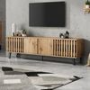 TV-Schrank 180 x 40 x 55 cm aus Spanplatte in Holzoptik, mit 4 Türen und 8 Fächern Bild 2