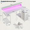 Klyvvo Schreibtisch mit 3 Schubladen, Gaming Schreibtisch L Form mit LED (1-St), mit Stauraum für Homeoffice und Gaming, Weiß Bild 3