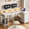 Klyvvo Schreibtisch mit 3 Schubladen, Gaming Schreibtisch L Form mit LED (1-St), mit Stauraum für Homeoffice und Gaming, Weiß Bild 2