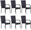 vidaXL 7-tlg. Garten-Essgruppe Poly Rattan Schwarz 3070758 Bild 3