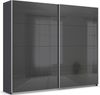 rauch Quadra, Kleiderschrank, Schiebetürenschrank, 2-türig, mit Glasfront, 3 Kleiderstangen und 6 Einlegeböden, Farbe Grau metallic/Glas Basalt, BxHxT 271x229x62cm Bild 3