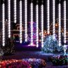 Rosnek LED-Lichterkette 30CM / 50CM LED Eiszapfen Lichterkette,Weihnachtsbeleuchtung Deko, 4 Farben, Warmweiß, Weiß, Mehrfarbig, Blau, 8 Röhren Bild 5