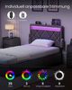 VASAGLE Einzelbettgestell, Bettgestell, 90 x 200 cm, LED, Metallbett, 4 Schubladen, Ladestation, verstellbares gepolstertes Kopfteil, dunkelgrau Bild 3