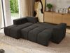 Ecksofa mit Schlaffunktion und Bettkasten, L-form Couch, lose Kissen, Polstersofa - MONIVA - Dunkelgrau Velours - linke Seite Bild 3