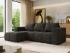 Ecksofa mit Schlaffunktion und Bettkasten, L-form Couch, lose Kissen, Polstersofa - MONIVA - Dunkelgrau Velours - linke Seite Bild 1