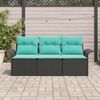 vidaXL Garten-Sofa-Set mit Kissen 3 pcs Schwarz Poly Rattan 3353895 Bild 3