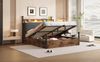 Himmelbett mit Stauraum, LED & USB-Anschluss, 140x190 cm, Schwarz, ohne Matratze Bild 2