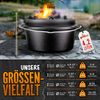 grillas® Dutch Oven Set 4,2 Liter / Topf ohne Füße Deckelheber BBQ Gusseisen Feuertopf Gusstopf Schmortopf Bild 3