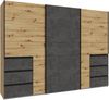 Forte WINN 2 Kleiderschrank 270, moderner Kleiderschrank mit 3 Schwebetüren und 6 Schubladen, Holzwerkstoff, Artisan Eiche Holzdekor |Betonoptik, 269,7 cm breit x 200,5 cm hoch x 61 cm tief Bild 3