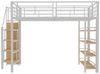 Flieks Hochbett Metallbett Doppelbett 140x200cm mit Stauraumtreppe und Kleiderschrank Bild 3
