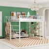 Flieks Hochbett Metallbett Doppelbett 140x200cm mit Stauraumtreppe und Kleiderschrank Bild 5