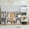 Hochbett 90x200 cm mit Leiter, Schrank und Regalen,platzsparendes Kinderbett aus Holz,Grau,modernes Design Bild 2