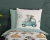 Good Morning Kinder Bettwäsche 135x200 Gogo Tiere Auto Wende Zoo weiß mint 32091 Bild 3