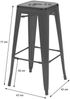 2er-Set Barhocker HWC-A73, Barstuhl Tresenhocker, Metall Industriedesign stapelbar ~ schwarz Bild 3